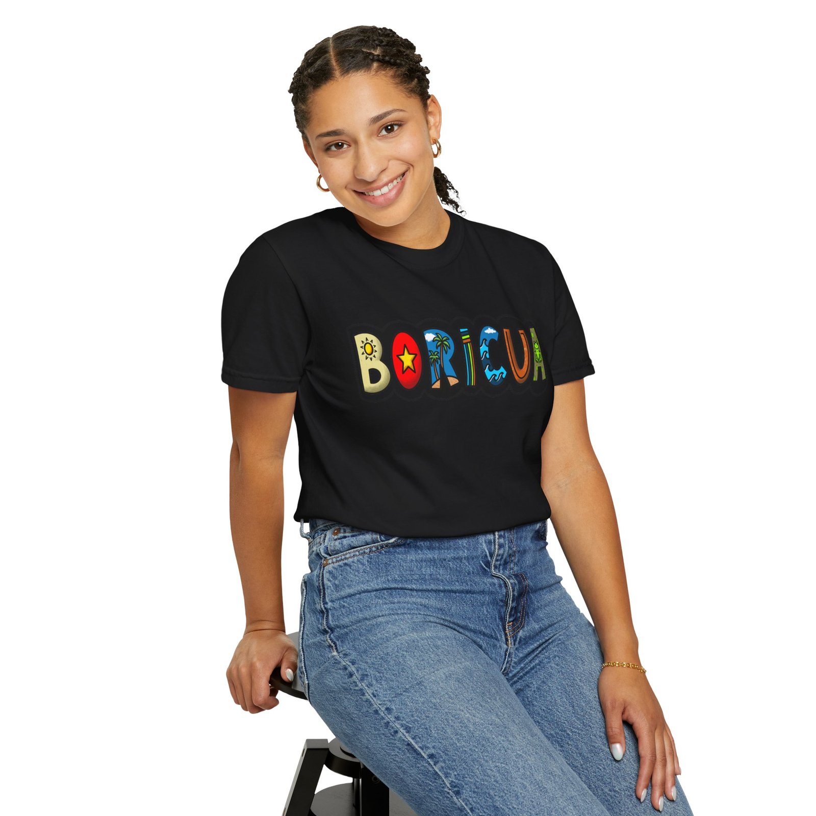 Boricua Colorblock T-Shirt — Retro Puerto Rican Pride Tee / Camiseta Boricua Retro - Image 2