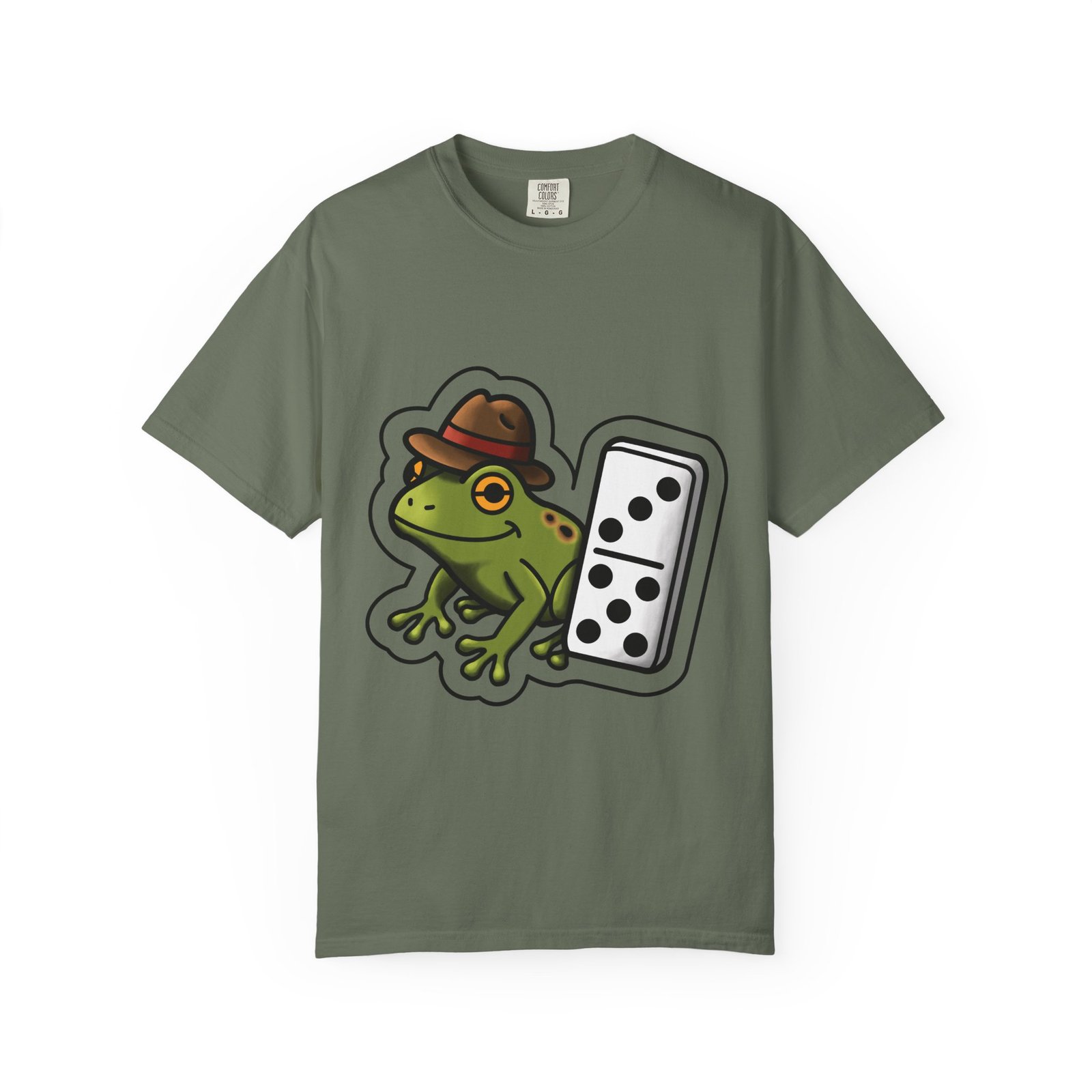 Domino Frog Graphic T-Shirt — Cute Frog in Fedora Tee / Camiseta Gráfica de Rana con Domino y Sombrero