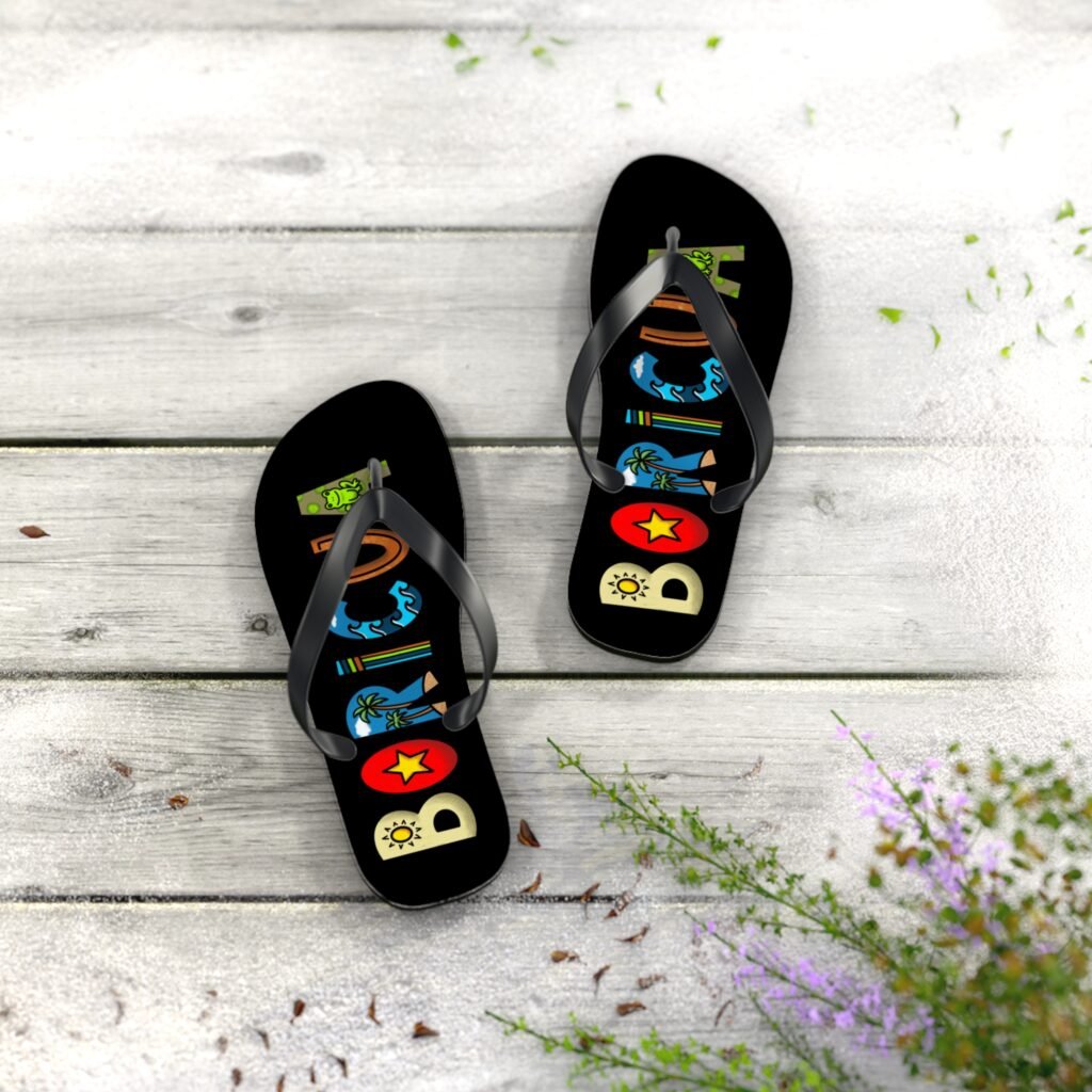 Beach Vibes Flip Flops — Colorful Tropical Icons Sandals